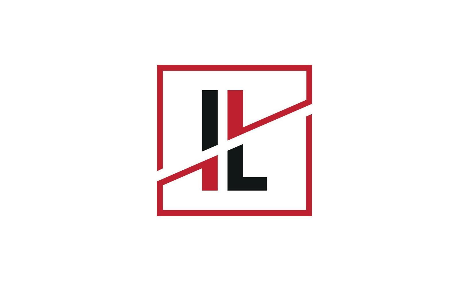 IL logo design. Initial IL letter logo monogram design in black and red color with square shape. Pro vector