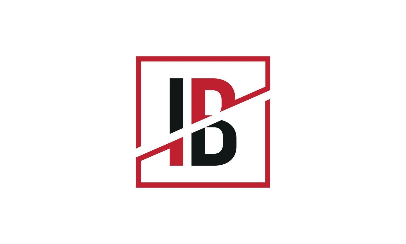 IB logo design. Initial IB letter logo monogram design in black and red color with square shape. Pro vector