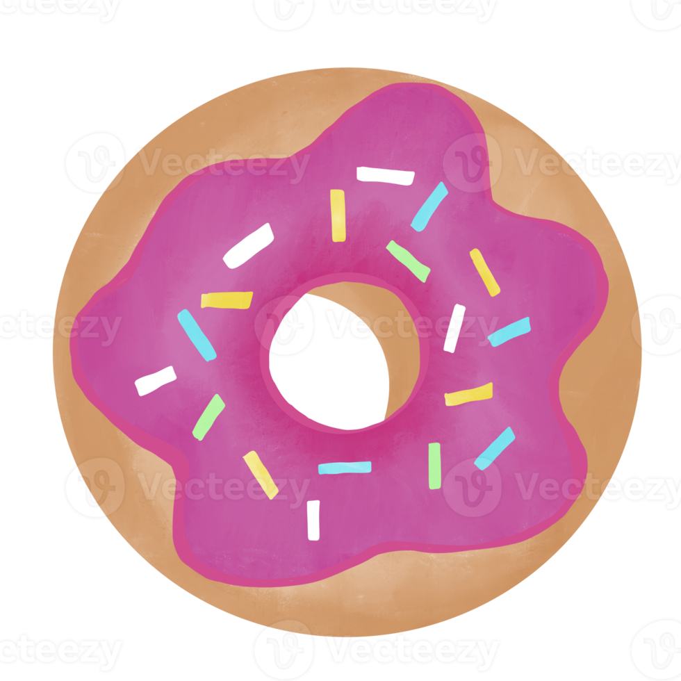 pink strawberry donut with sprinkles illustration png