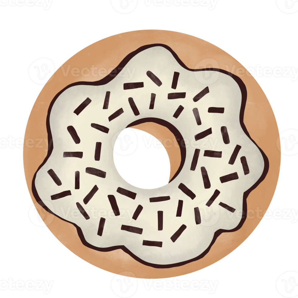 white chocolate donut with sprinkles illustration png