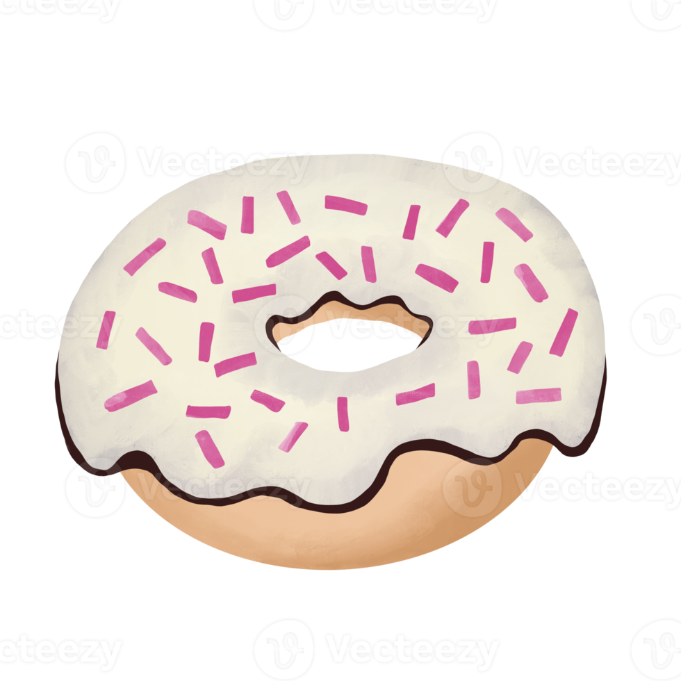 chocolate donut with pink sprinkles illustration png