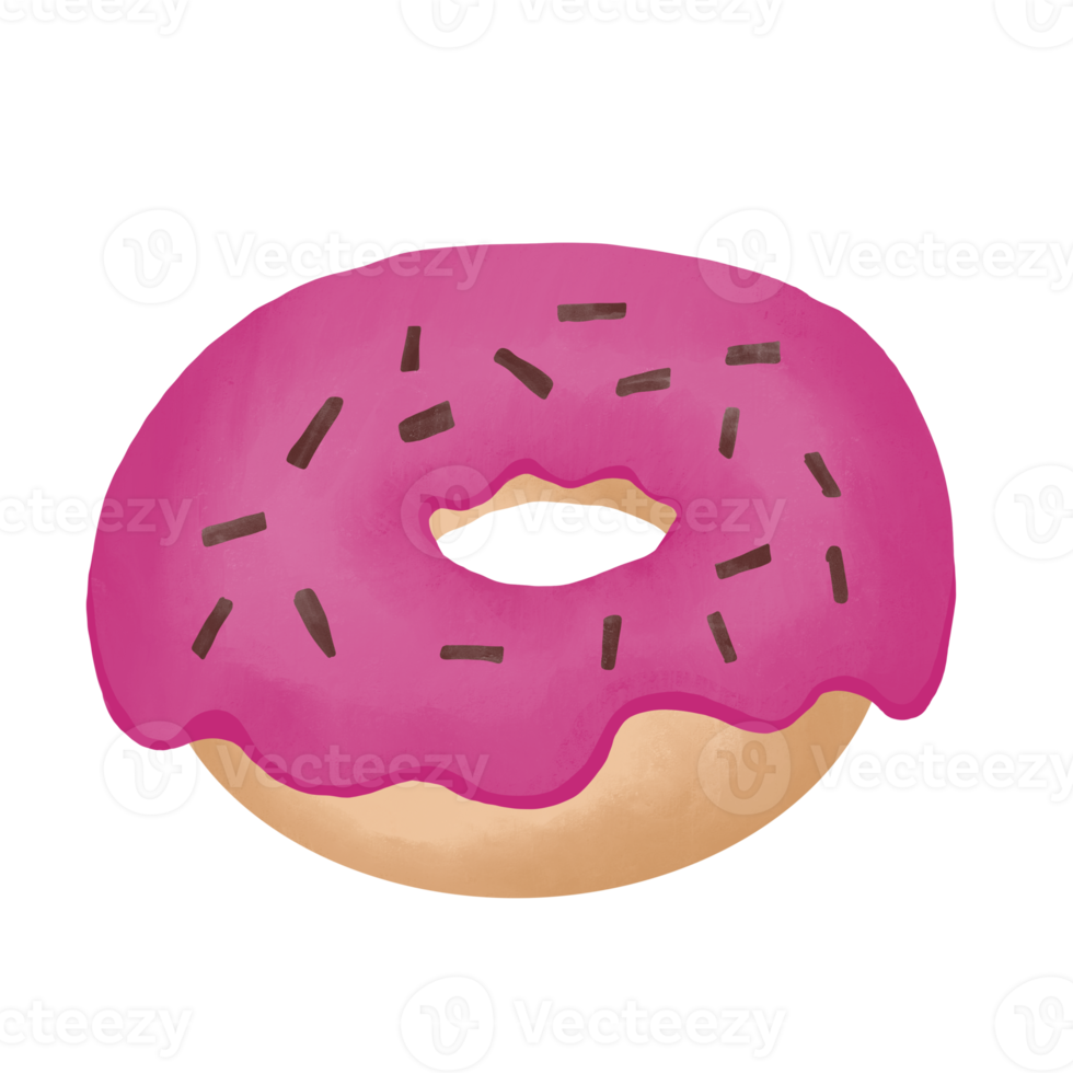 pink strawberry donut with sprinkles illustration png