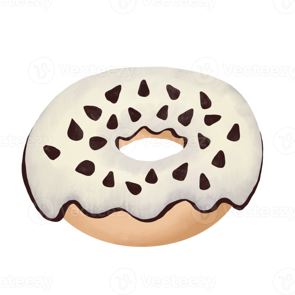 white chocolate donut with sprinkles illustration png