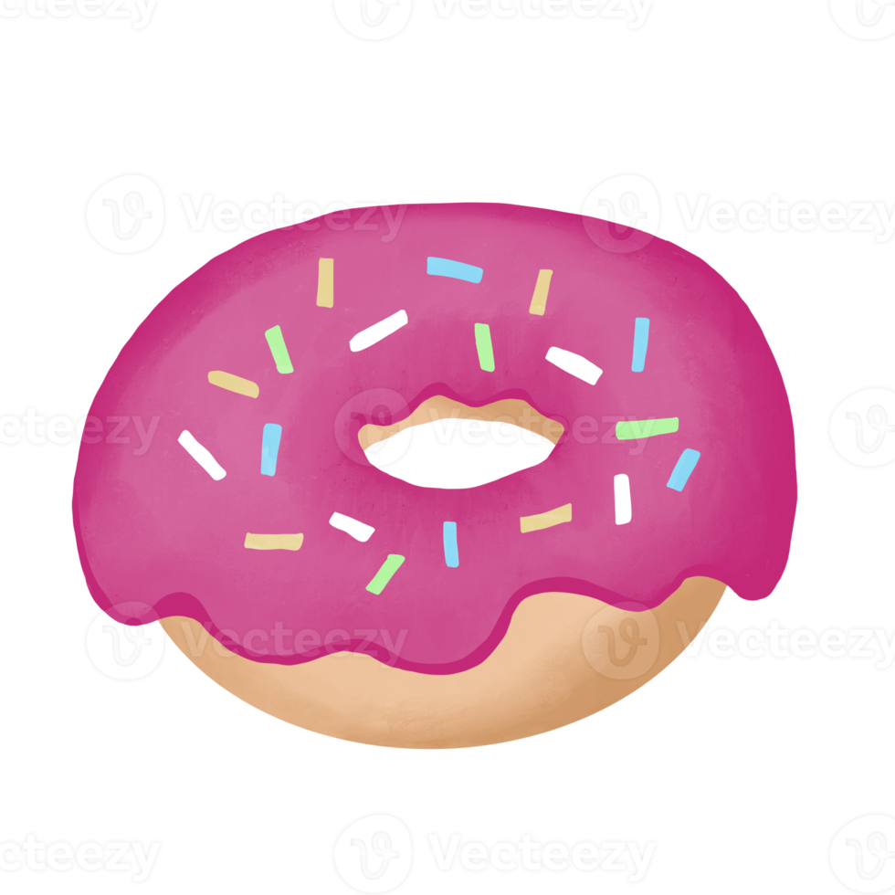 pink strawberry donut with sprinkles illustration png
