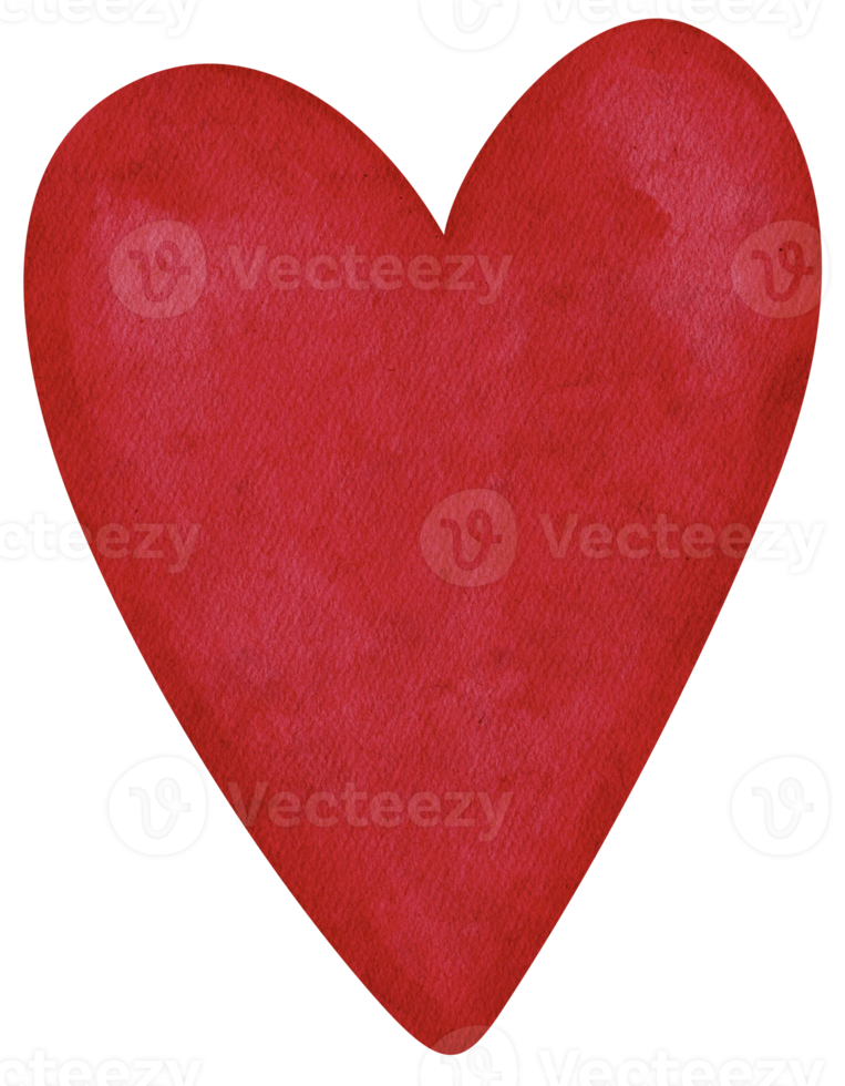 red heart watercolor illustration drawing png