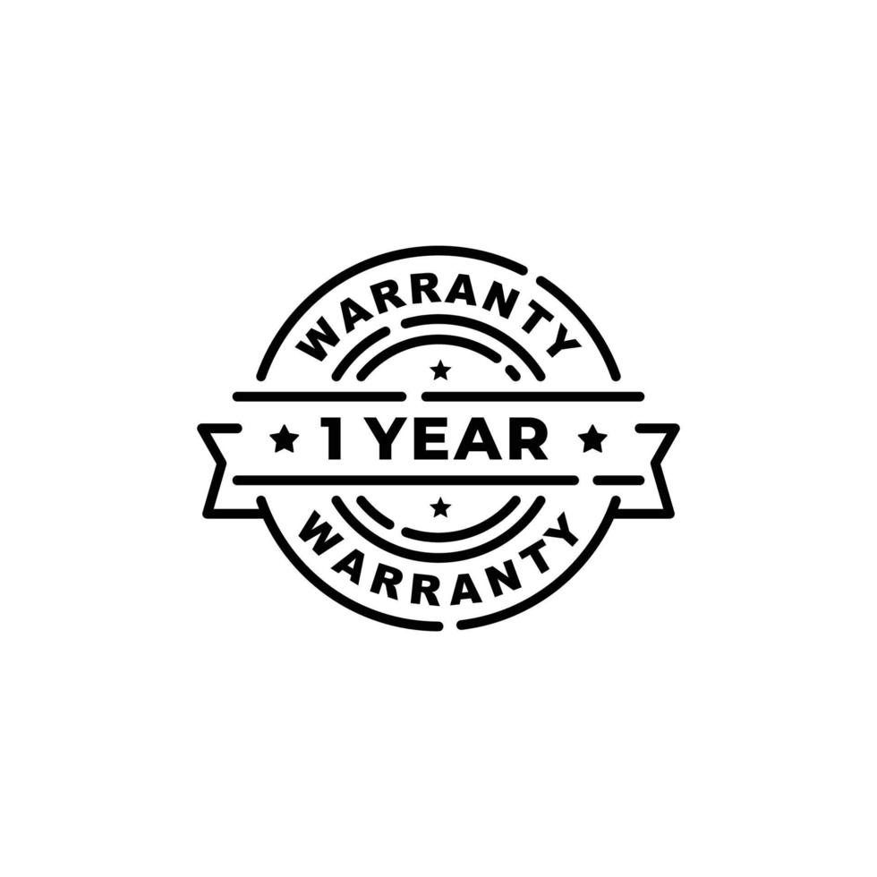 One year warranty stamp label vector