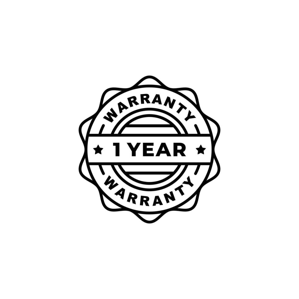 One year warranty stamp label vector