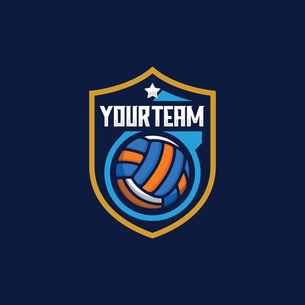 Ilustración de vector de diseño de logotipo de emblema de equipo de voleibol