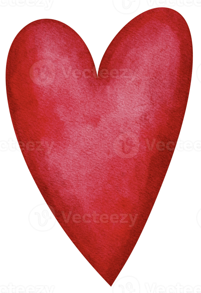 red heart watercolor illustration drawing png