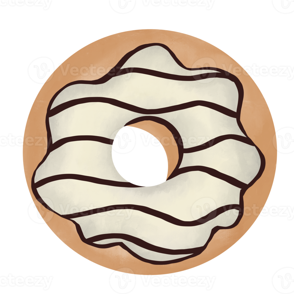 white chocolate donut with brown strip illustration png