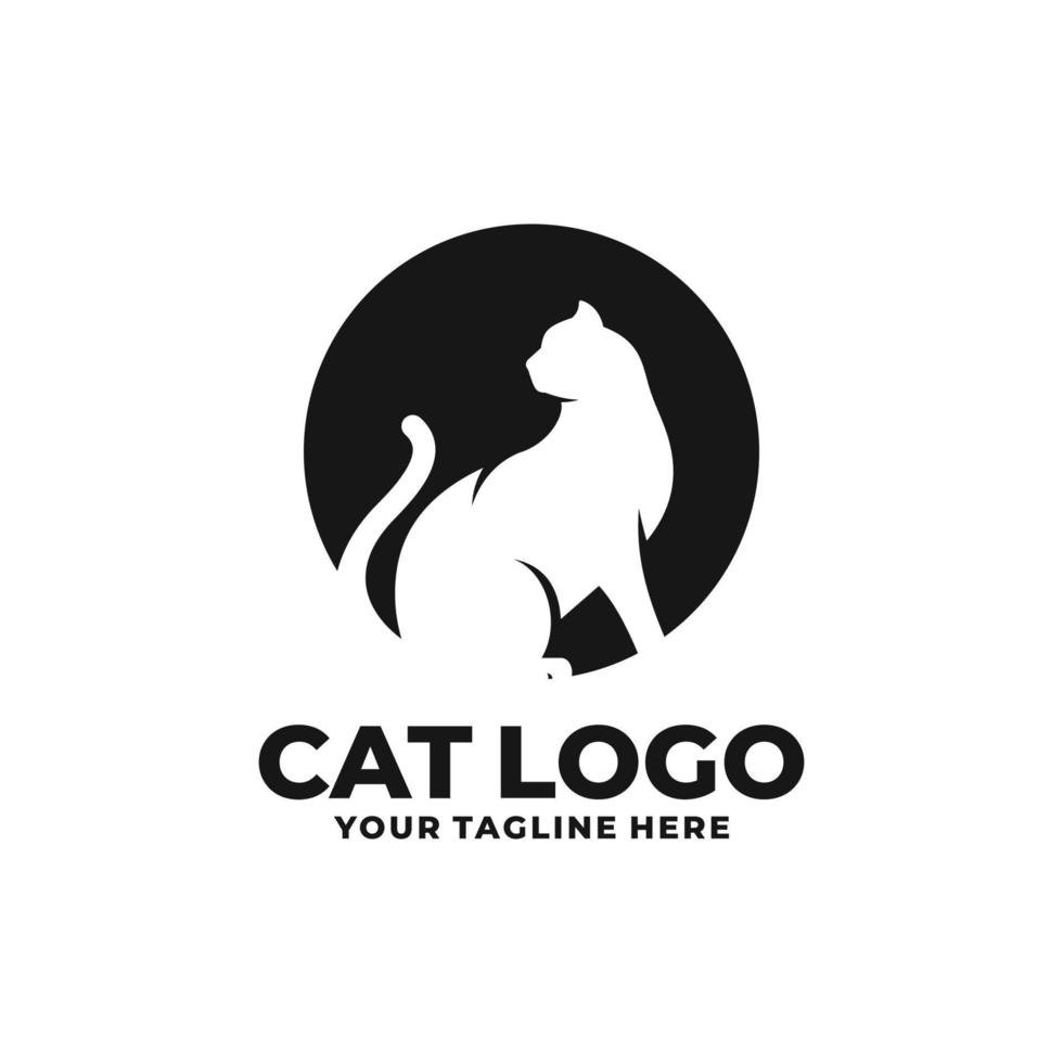 Cat simple flat logo vector