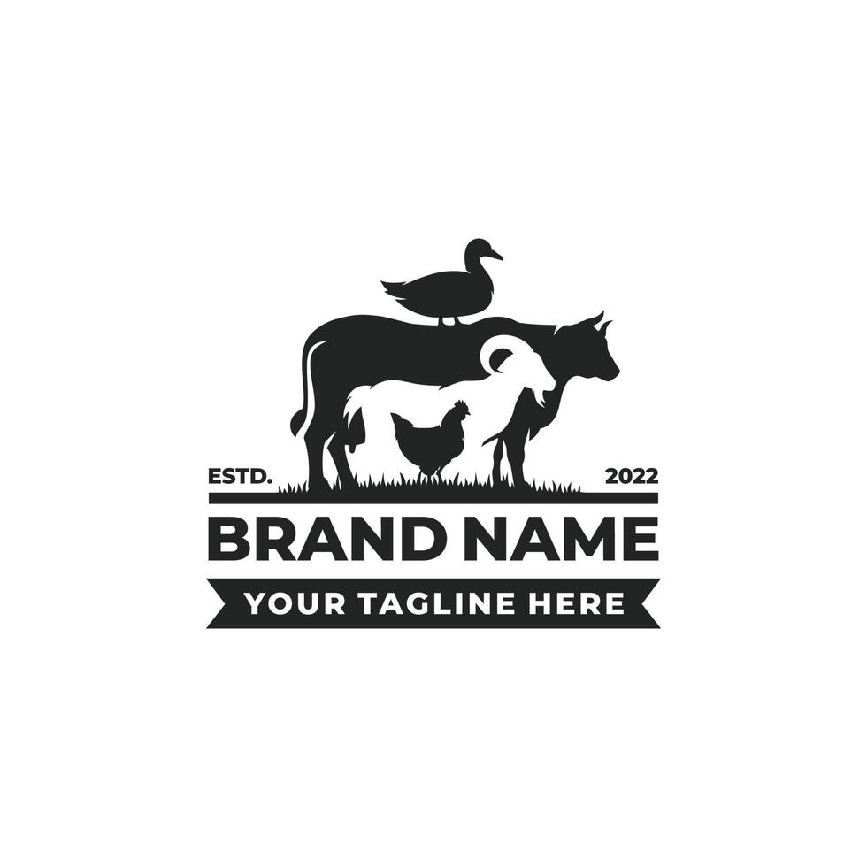 Farm animal logo design vector