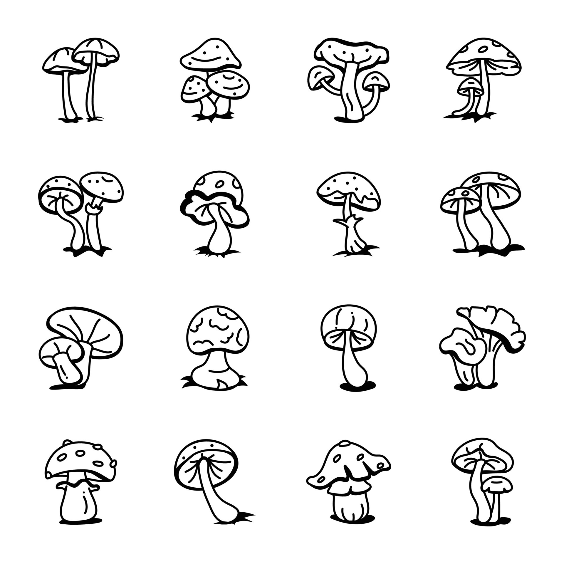 Pack of Toadstools Hand Drawn Icons 13168495 Vector Art at Vecteezy