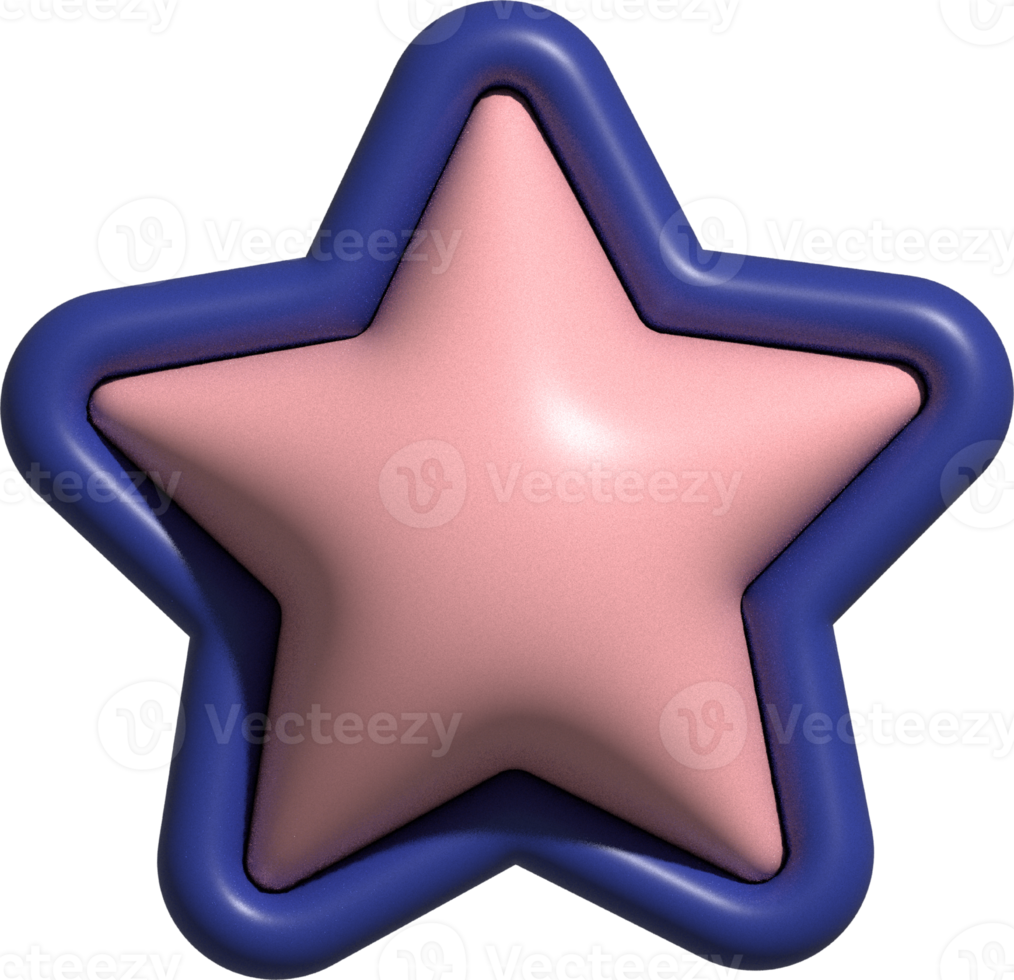 cute 3d star pastel decoration png