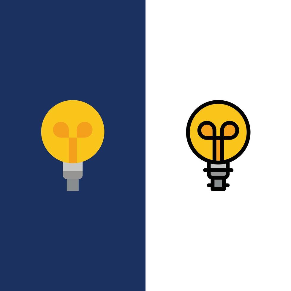 Bulb Light Design  Icons Flat and Line Filled Icon Set Vector Blue Background