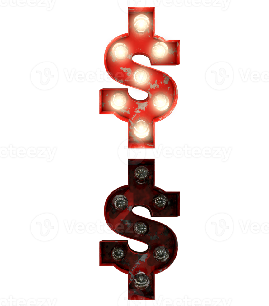 bombilla de luz roja oxidada letras encendidas y apagadas el carácter usd png