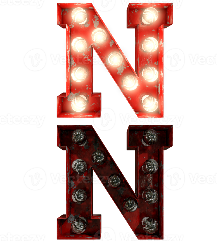 letras de lâmpada vermelha enferrujada dentro e fora indicam o caractere c png