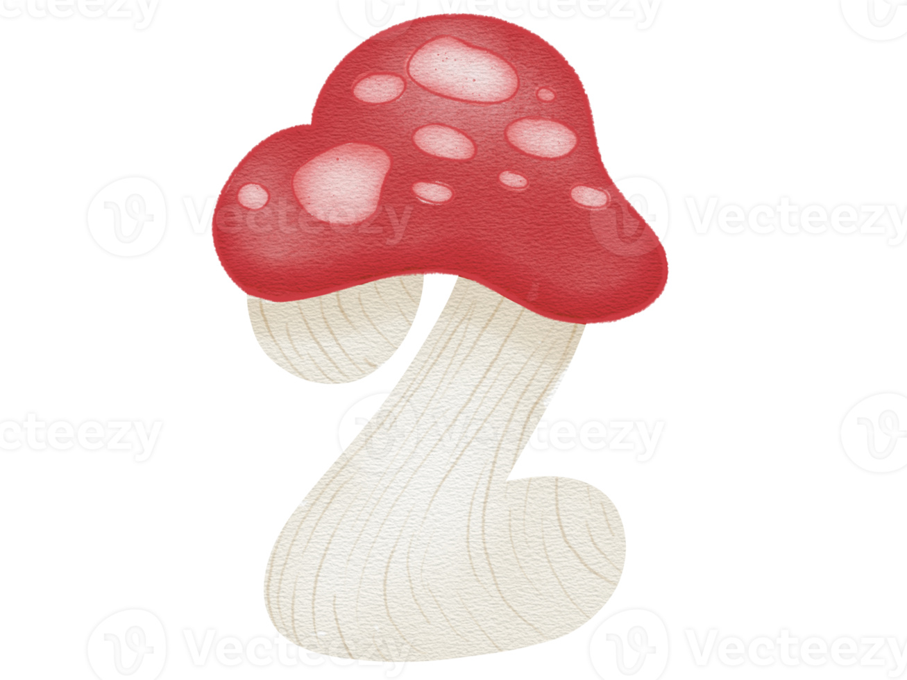 Number Mushroom in watercolor png