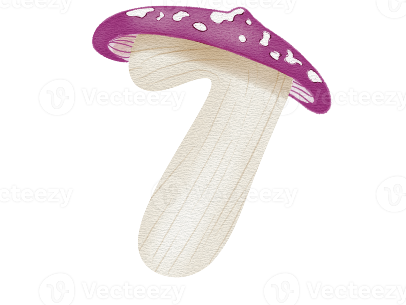 Number Mushroom in watercolor png