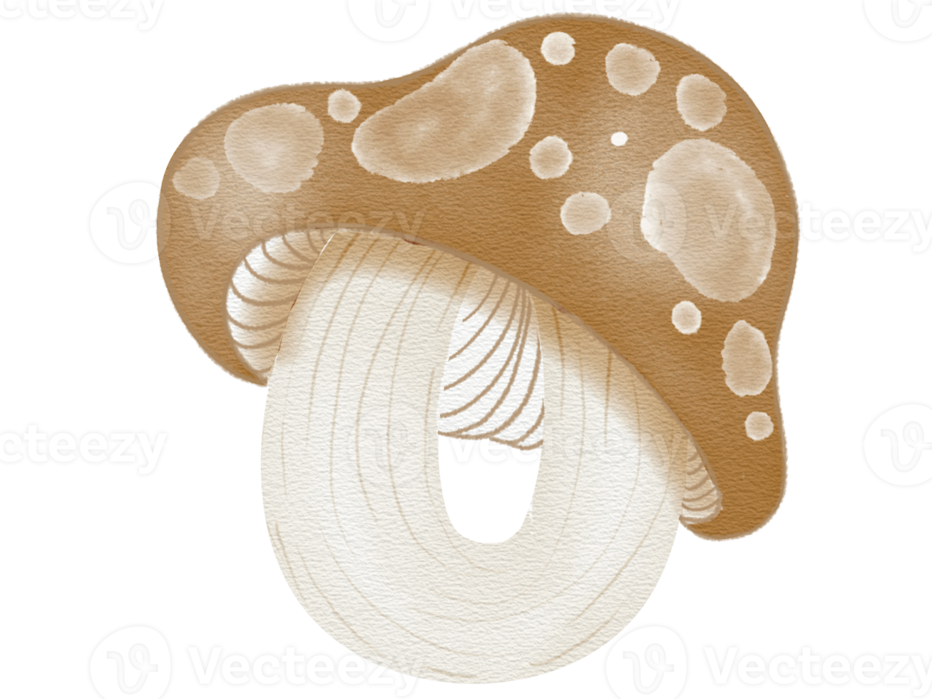 Number Mushroom in watercolor png