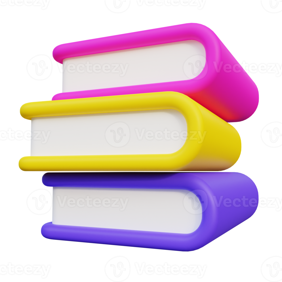 3D Stack of Books Illustration png