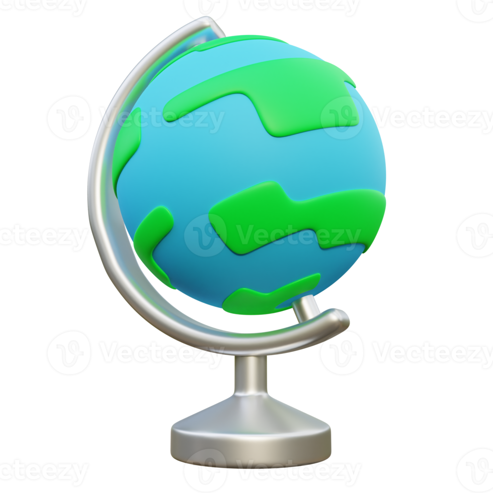 3D Educational Globe Illustration png