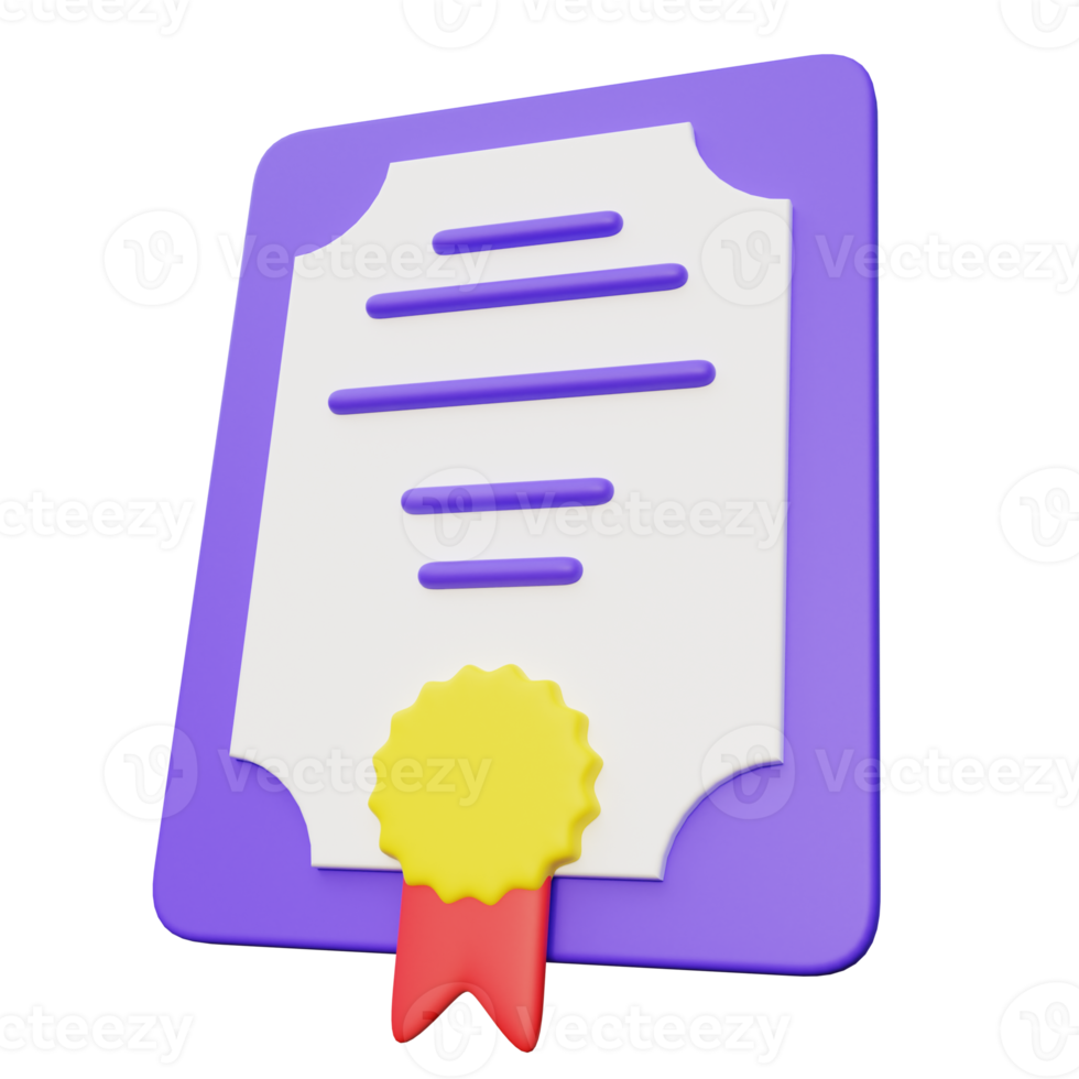 3D Achievement Certificate Illustration png