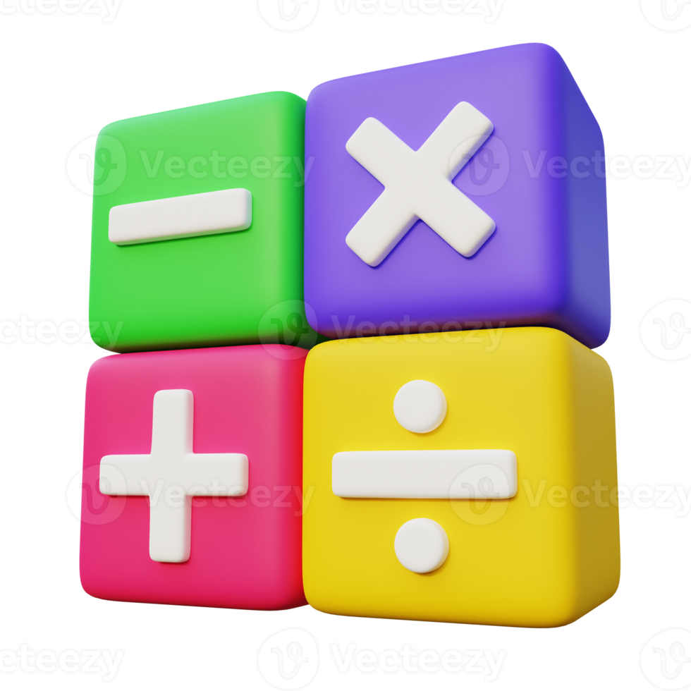 3D Math Operation Cube Illustration png