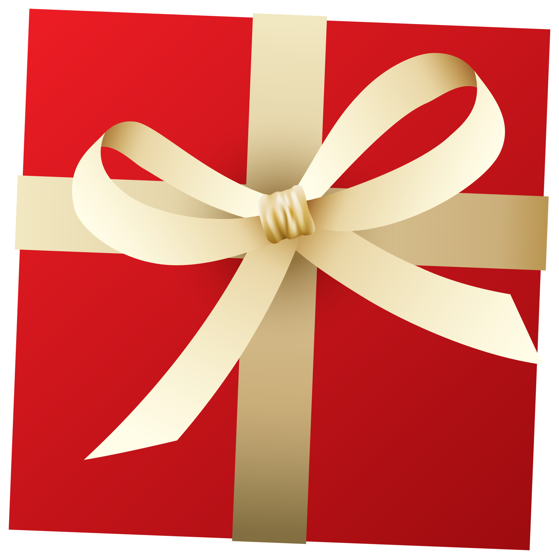 Free Red gift box and gold ribbon. Chirstmas and happy new year decor