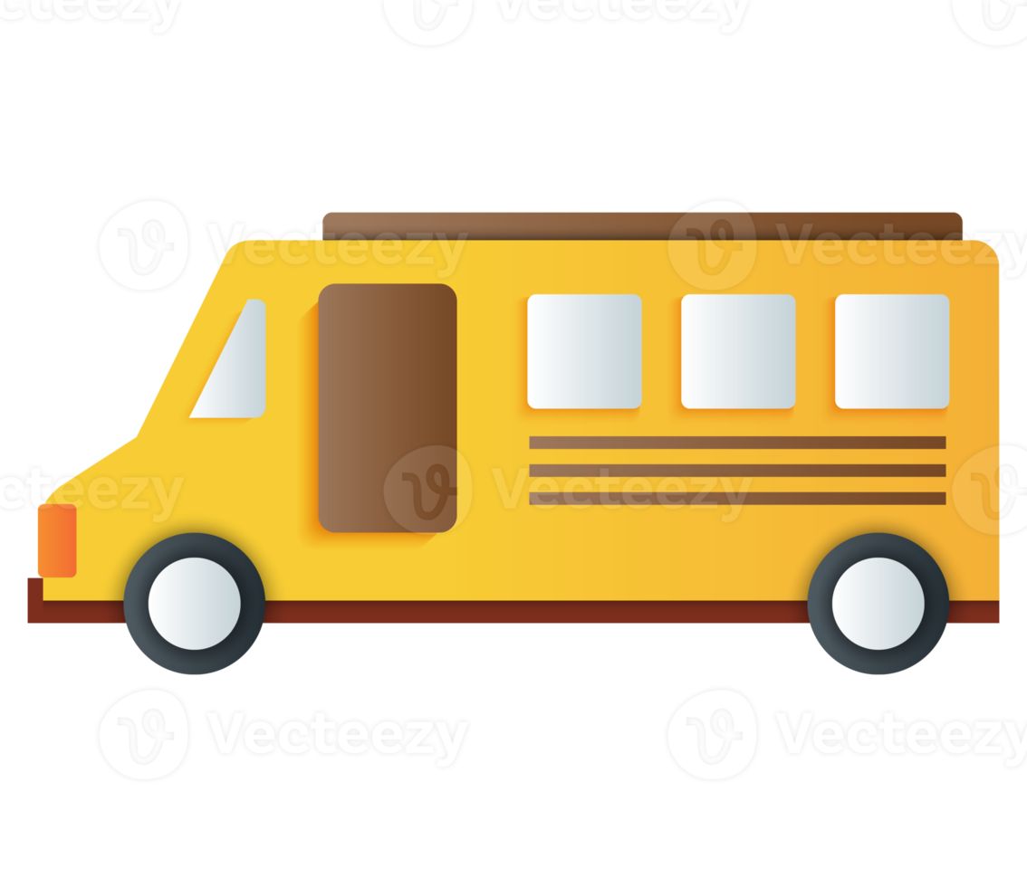 symbole d'icône d'autobus scolaire. objet de retour à l'école dans un objet d'art en papier. png