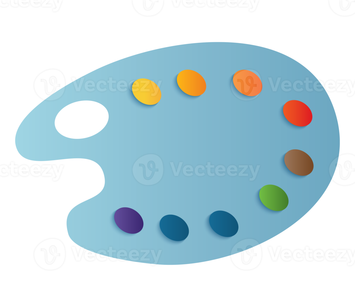 symbole d'icône de palette. objet de retour à l'école dans un objet d'art en papier. png