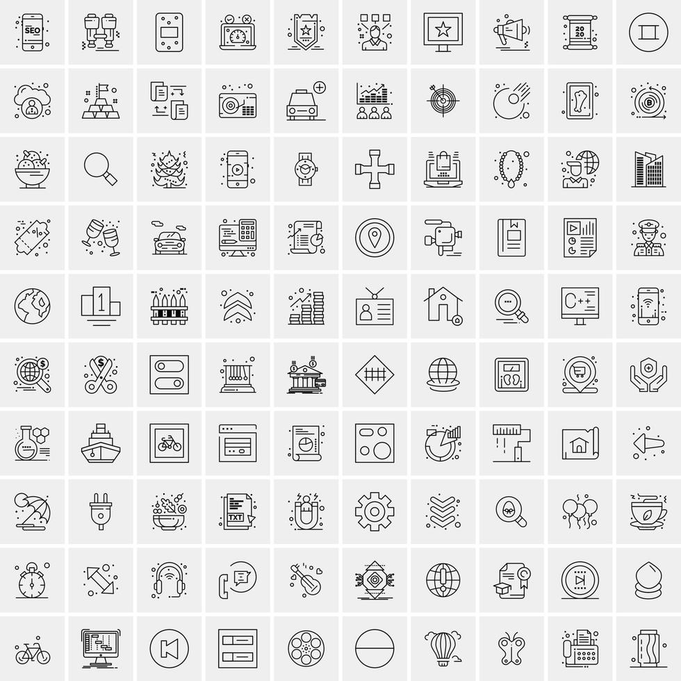 Pack of 100 Universal Line Icons for Mobile and Web vector