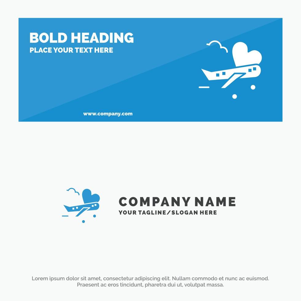 Fly Airplane Plane Airport SOlid Icon Website Banner and Business Logo Template vector