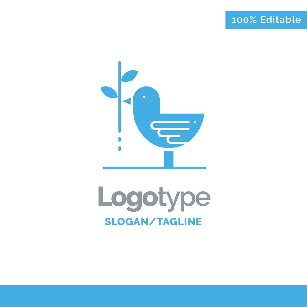 Agreement Dove Friendship Harmony Pacifism Blue Solid Logo Template Place for Tagline vector