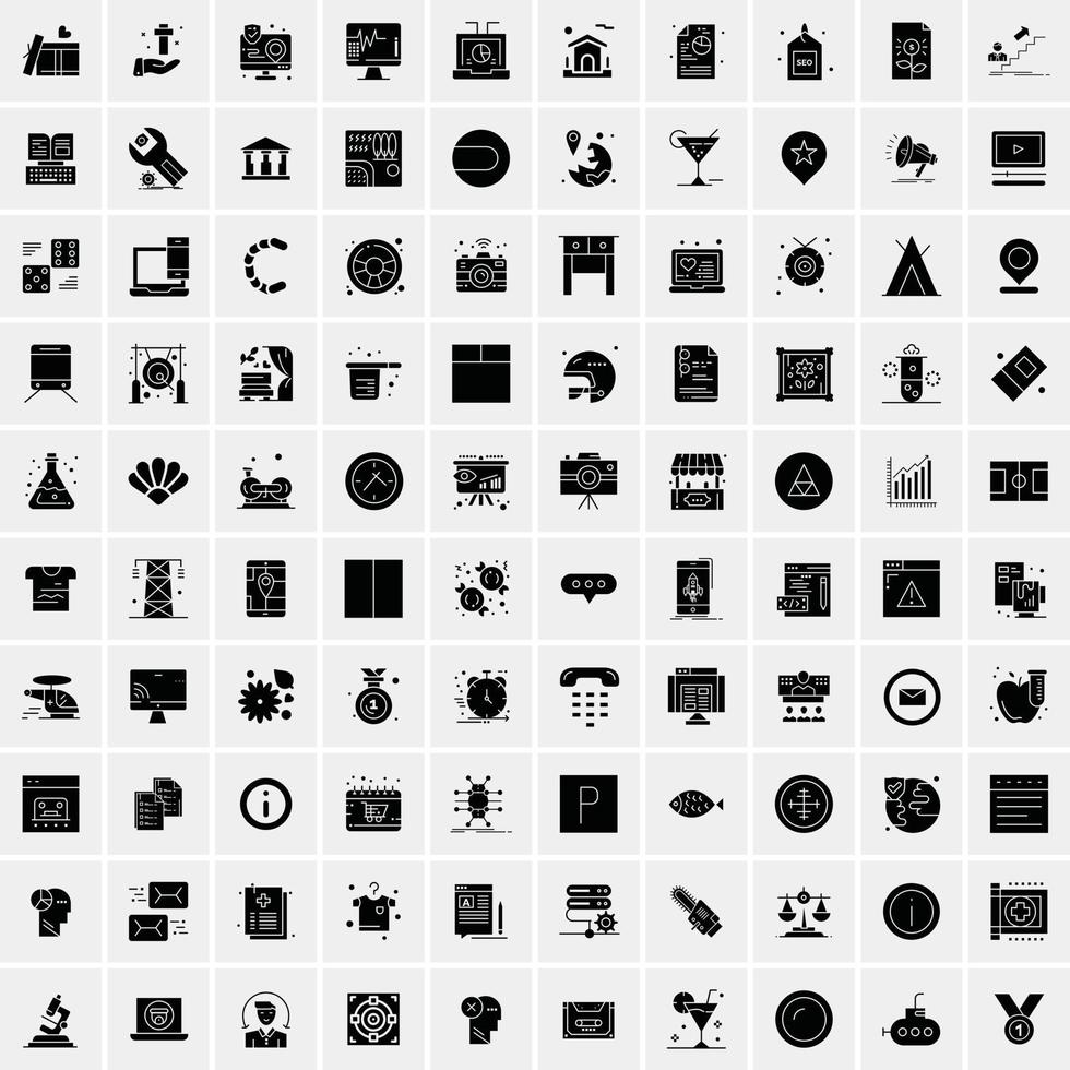 Set of 100 Universal Solid Icons vector