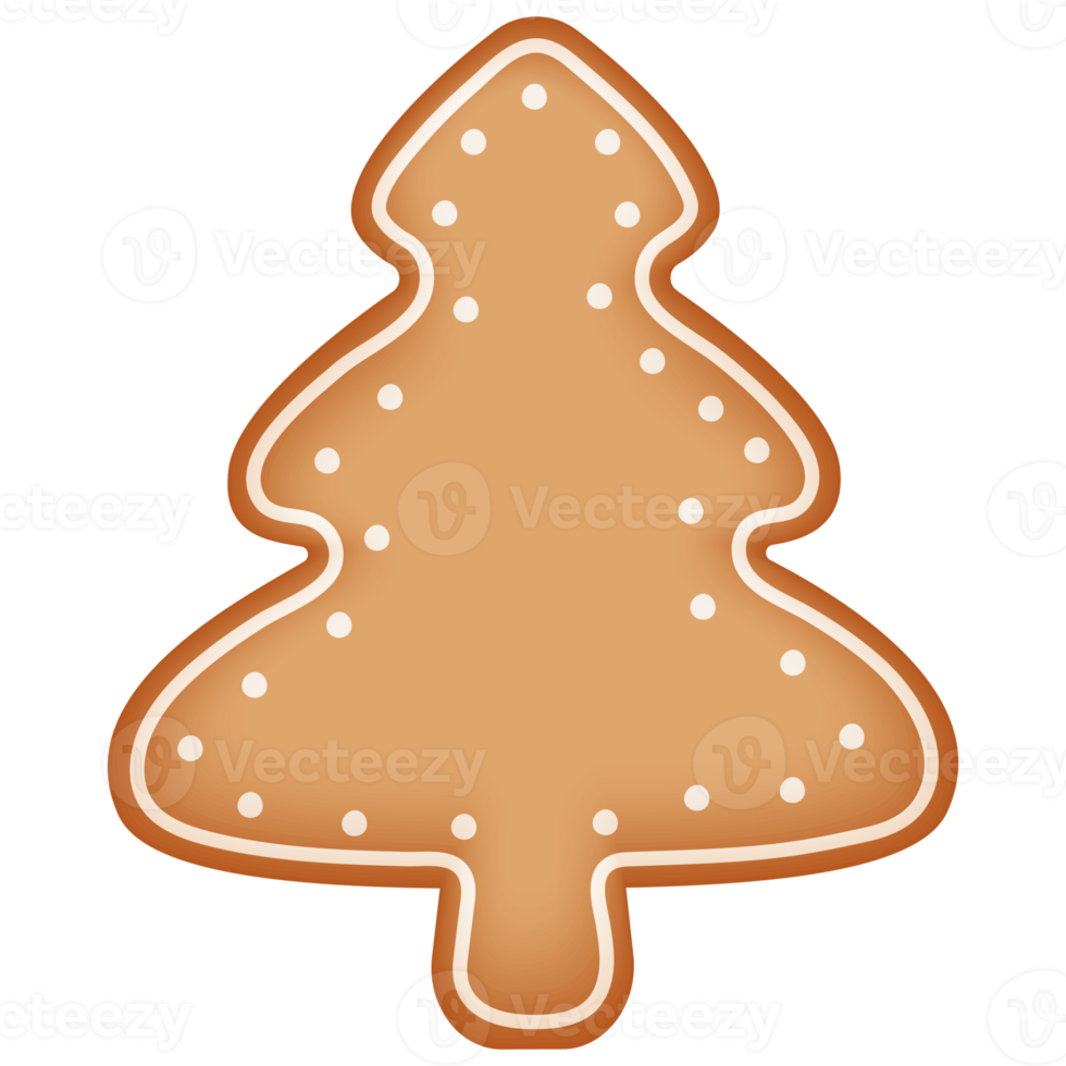 Free Christmas gingerbread cookies set isolated on white background