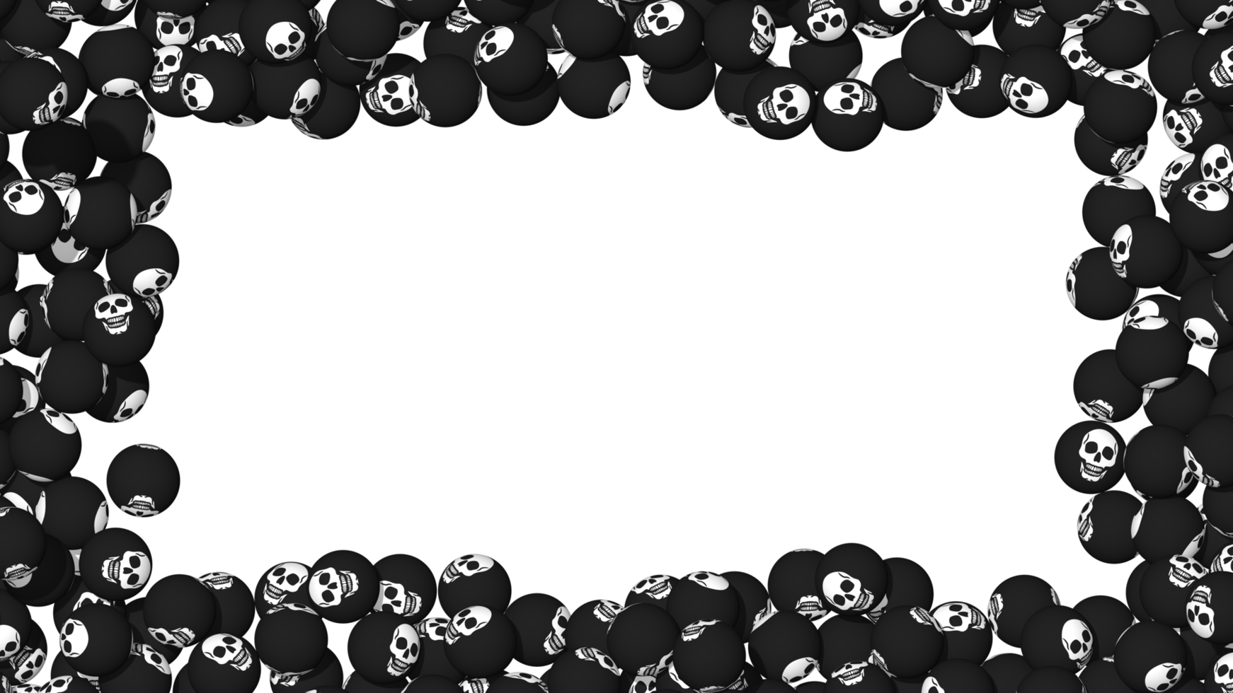 Scary Skulls 3D Balls Frame Photo, 3D Rendering, Happy Halloween Background png