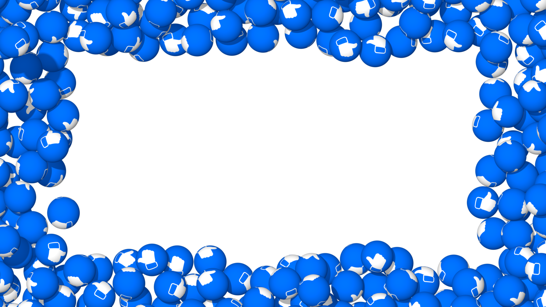 Social Media Thumbs Like 3D Balls Frame Photo, 3D Rendering, Isolated png