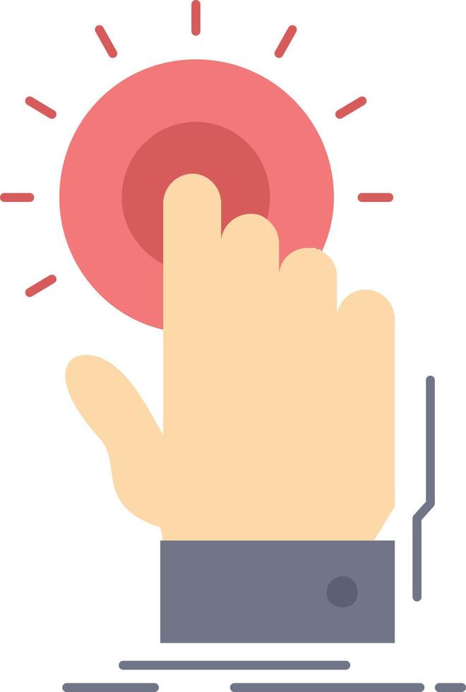 touch click hand on start Flat Color Icon Vector