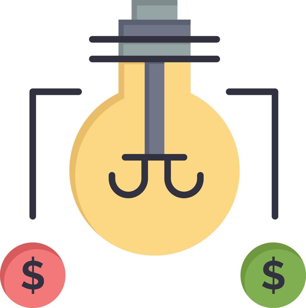 Bulb Idea Solution Dollar  Flat Color Icon Vector icon banner Template