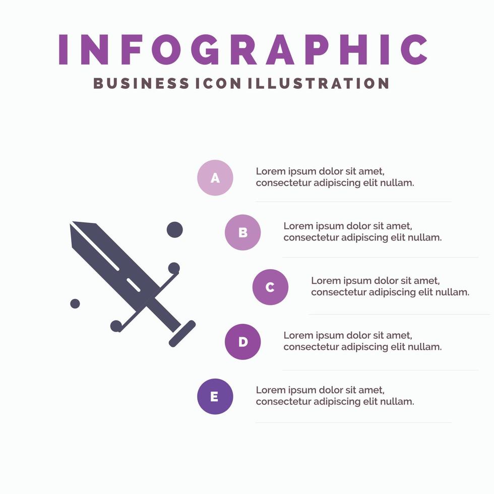 competición esgrima máscara olímpico sólido icono infografía 5 pasos presentación antecedentes vector