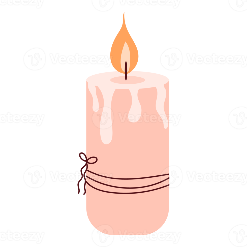 Burning candles. Hand-drawn illustration in doodle style. Design for holiday cards, stickers, print. png