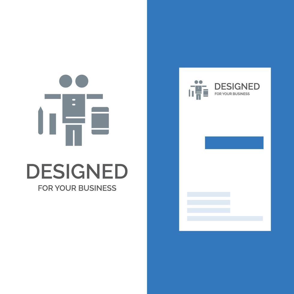 Balance Life Play Work Grey Logo Design and Business Card Template vector