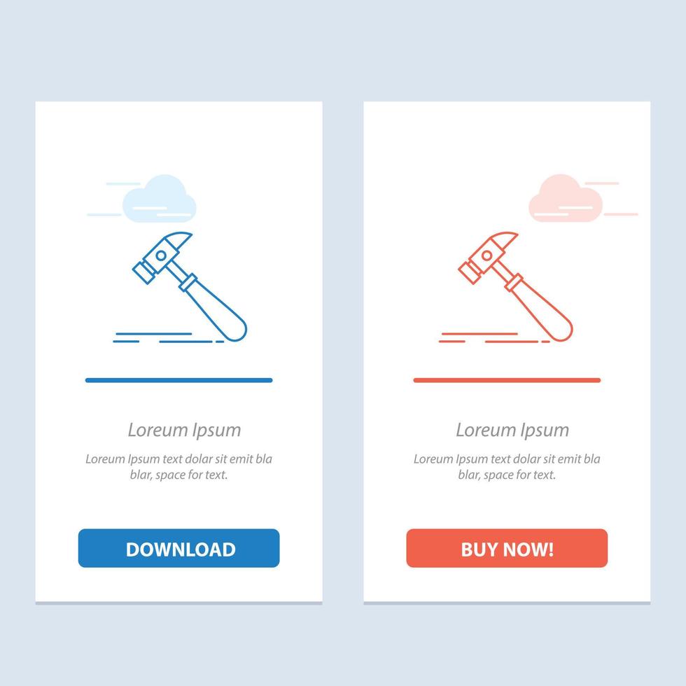 Hammer Construction Tool Strong Carpenter  Blue and Red Download and Buy Now web Widget Card Templat vector