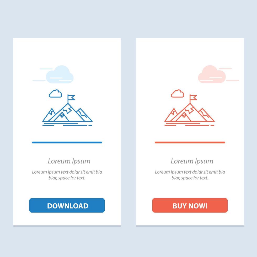 Achievement Aim Business Goal Mission Mountains Target  Blue and Red Download and Buy Now web Widget vector