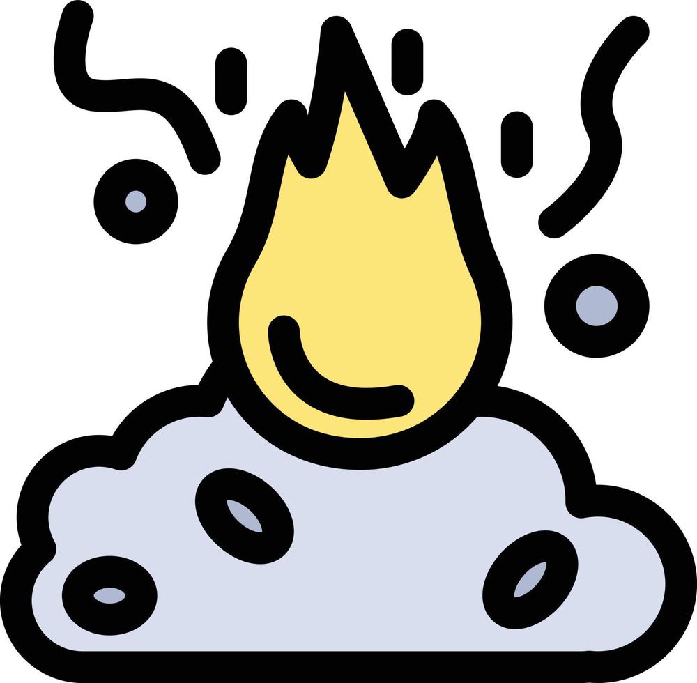 quemar fuego basura contaminación humo color plano icono vector icono banner plantilla