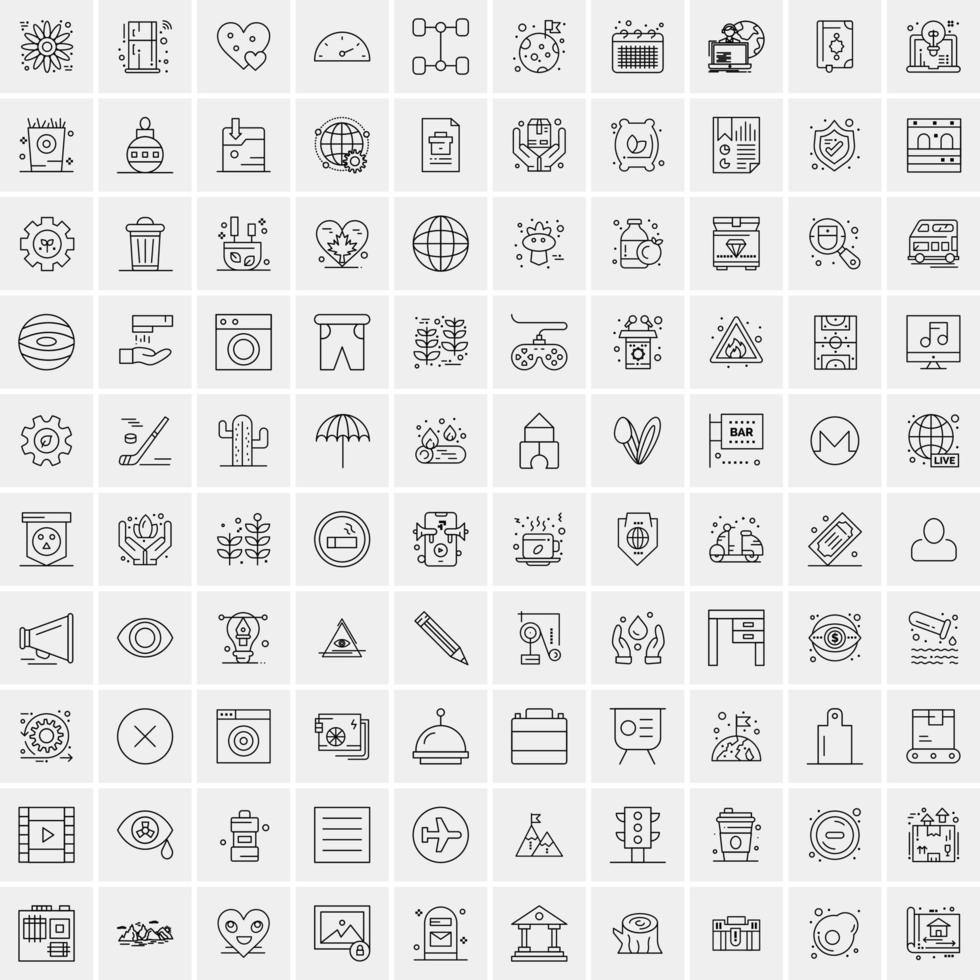 Pack of 100 Universal Line Icons for Mobile and Web vector