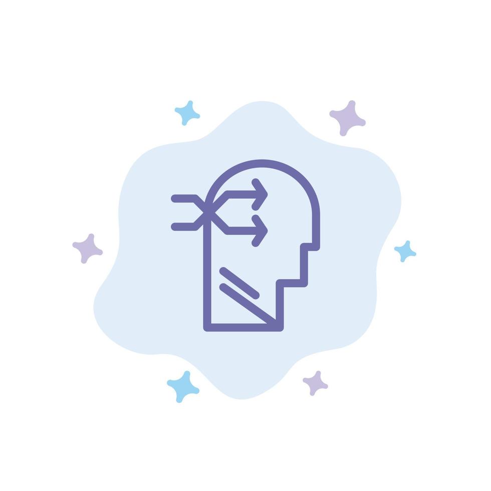 Mental hang Head Brian Thinking Blue Icon on Abstract Cloud Background vector