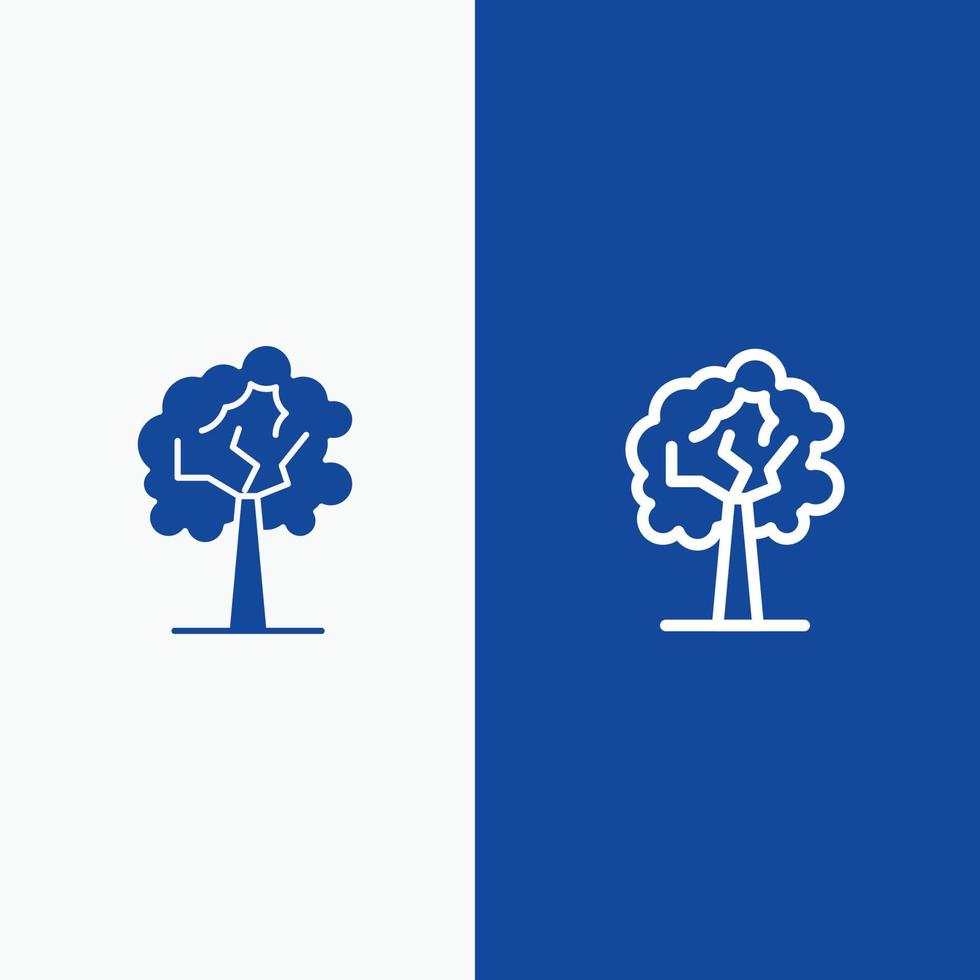 Tree Plant Growth Line and Glyph Solid icon Blue banner Line and Glyph Solid icon Blue banner vector