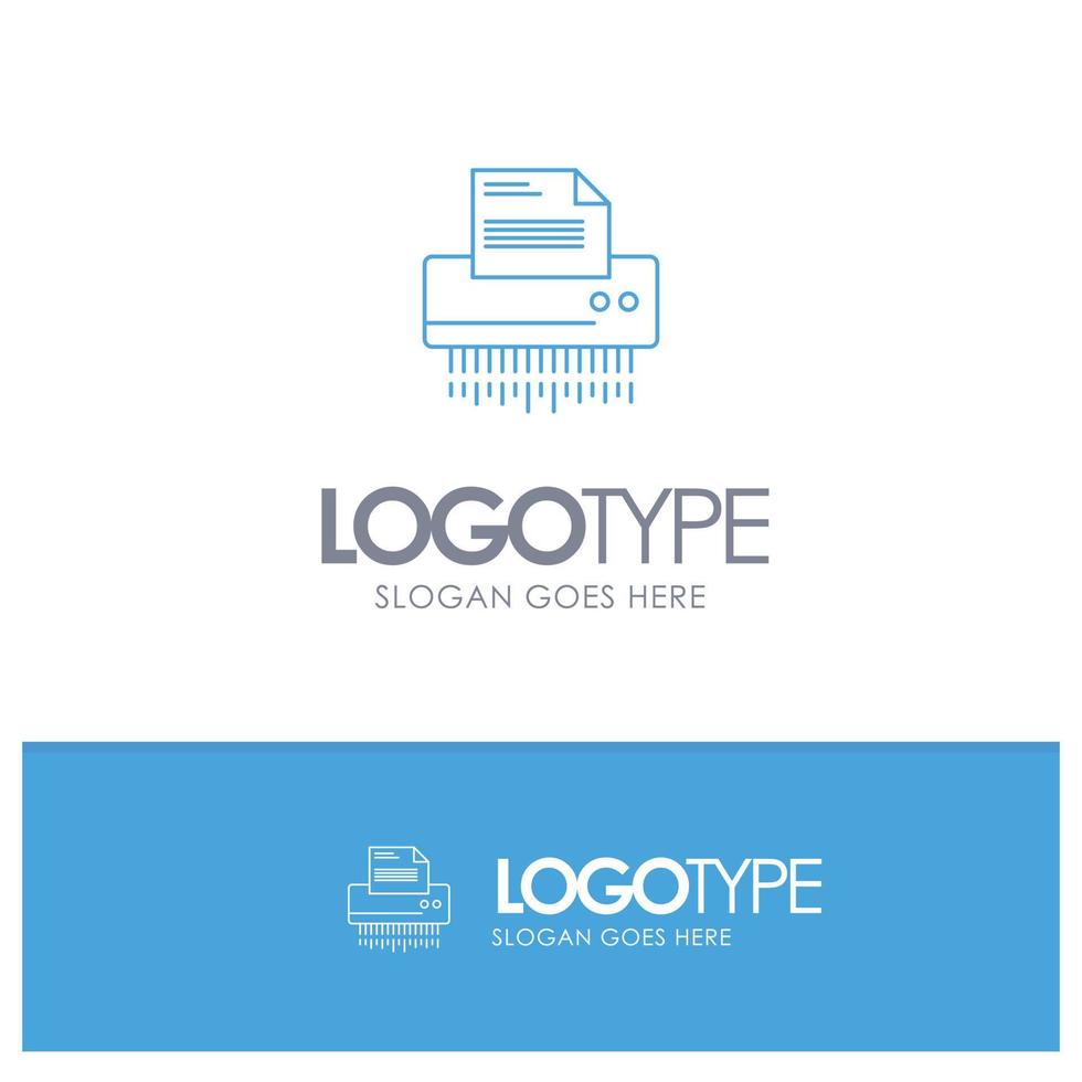 Shredder Confidential Data File Information Office Paper Blue outLine Logo with place for tagline vector